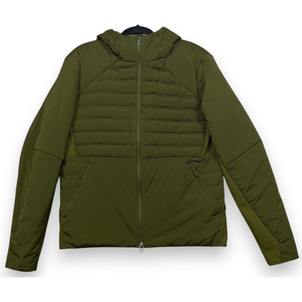 Lululemon Down For It All Hoodie Jacket Mens L Green Hooded Quilted Puffer Zip